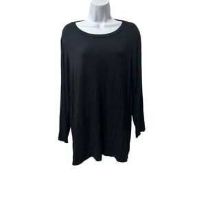 Susan Graver Weekend Black Long Sleeve Tunic Top Womens Plus Size 1XP petite